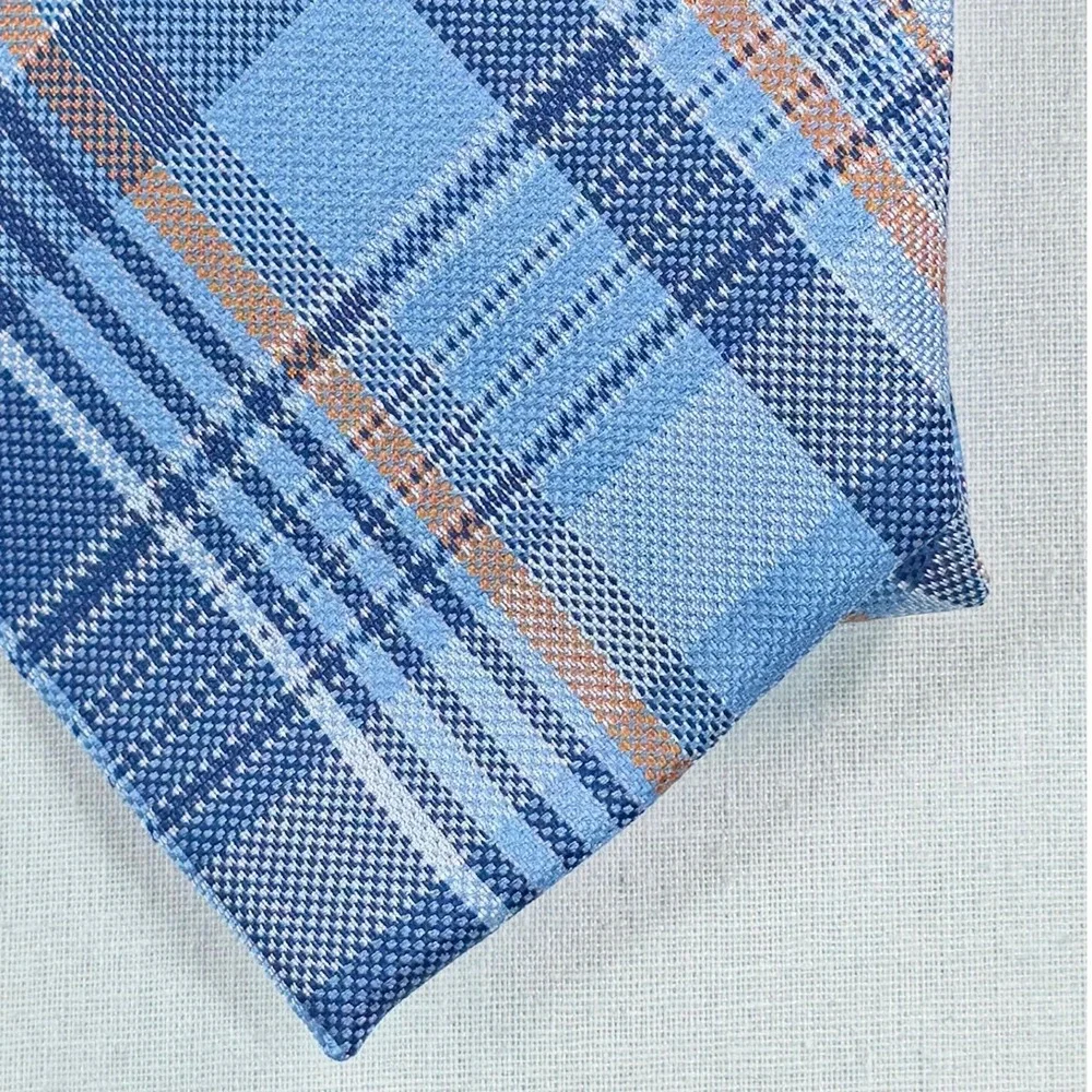 Club Room Mens Tie One Size Light Blue Morgan Plaid Quiet Luxury Necktie NWT
